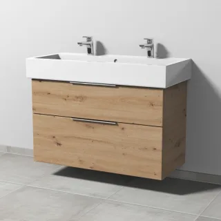 Sanipa 3way Waschtischunterbau zu Duravit Vero Waschtisch mit 2 Auszügen, Eiche Natural-Touch UM71985