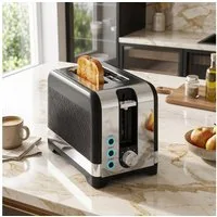 HOMCOM Toaster 7 Bräunungsstufen, Aufwärmen, Abbruch, Krümelschublade, 2 Schlitze, für 2 Scheiben, 930 W, abnehmbarer Brötchenaufsatz, Auftaufunktion, Brotzentrierung, AutoOff