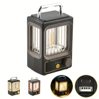 IPRee Outdoor Camping Lantern, USB Soalr Rechargeable Flashlight Portable Work Light Tent Light Featuring Stepless Dimmi