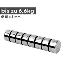 MaajeeKuto Magnet Neodym Magnet 15x8 mm N38 Scheibenmagnet 6,6kg Haftkraft Stark (5-St)