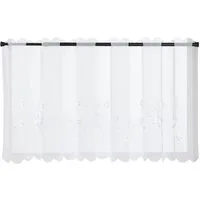 Joyswahl Scheibengardine (1 St), Stangendurchzug, transparent, Stickerei, Cafe Vorhang Kurystore, mit Blüten-Stickerei, Voile