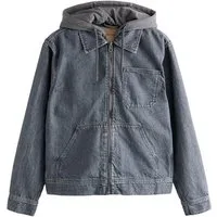 Next Jeansjacke Denimjacke mit Reißverschluss und Kapuze (1-St)