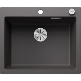 Blanco Pleon 6 Silgranit Spüle 523687 61,5 x 51 cm, felsgrau, Ablauffernbedienung mit Drehbetätigung