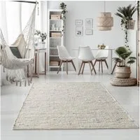 TaraCarpet Wollteppich TaraCarpet Handwebteppich Oslo, rechteckig, Höhe: 10 mm, Schurwolle Handgewebt blau meliert Wohnzimmer Schlafzimmer 070x130 cm