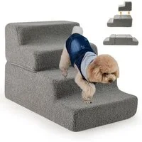 KOMFOTTEU Haustiertreppe, Hundetreppe mit Weichem Fleece Bezug
