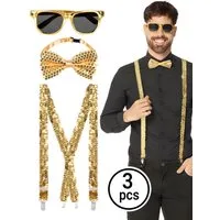 Boland Kostüm Goldglitter Accessoire-Set, Sei glänzend ausgestattet mit diesem dreiteiliges Partyset!