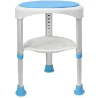 FIVMEN Duschstuhl Duschstuhl 45-57cm Höhenverstellbar und 360° Drehbar, Badsitz Blau Duschhilfe Anti-Rutsch Badsitz aus Alu und Kunststoff