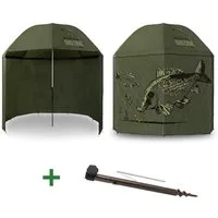 Delphin.sk Angelschirm Regenschirm mit Seitenwand Delphin BigONE CARP 250cm Angelschirm, Design des Schirms ist speziell auf die Karpfenangler angepasst