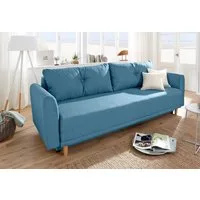 Home affaire Schlafsofa Scandic, B: 219 cm, Liegel. 137x195 cm, Bettfunktion, Bettkasten & 2 Zierkissen, Federkern