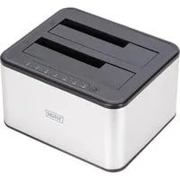 Dual SATA HDD Docking Station, Dockingstation silber/schwarz, USB 3.0, 2,5"/ 3,5"