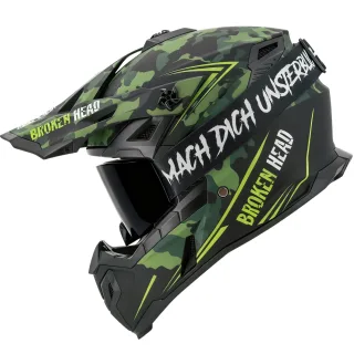 Broken Head Crosshelm Squadron Grün + MX-Brille MadRex ""MACH DICH UNSTERBLICH""