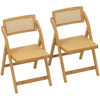 COSTWAY Klappstuhl 2er Set Esszimmerstühle, klappbar, Bambus 150kg