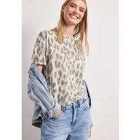STREET ONE Kurzarmshirt Sommershirt im Ausbrenner-Look mit Leo-Print
