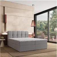 Masseno Boxbett MERU 140x200 cm mit Bonell Matratze und Topper, Doppelbett, Polsterbett mit Kopfteil, Boxspringbett