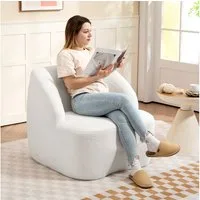 HOMCOM Sofa mit Armlehne, Modernes Sessel 1 Teile, für Wohnzimmer, Keine Montage erforderlich Cremeweiß