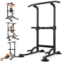 Botifly Kraftstation Multifunktional Power Tower Dip Station - Fitnessstation, (Ergonomisch Kraftstation - mit Klimmzugstange für Zuhause), 10-stufige Höhenverstellung 170–210 cm - Belastbarkeit 200 kg