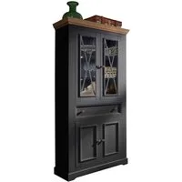 Woodroom Vitrine Oslo (Maße: 109 × 214 × 42 cm) massive Kiefer weiß oder grau gewachst