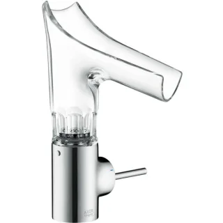 hansgrohe Axor Starck Waschtischarmatur 12123000 mit Glasauslauf und Ablaufgarnitur, Facettenschliff, chrom