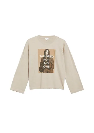 s.Oliver Red Label - Langarmshirt mit Print beige/braun - Gr. - 34