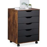 relaxdays Rollcontainer mit Schubladen, (1 St), Industrial-Schwarz