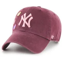 '47 Brand Baseball Cap '47 Brand MLB Cap New York Yankees CANDY HEART '47 Clean Up Dark Red (Basecap, Basecap, Clean Up Cap) gestickte Herzen