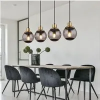 GLOBO LIGHTING Hängeleuchte, Leuchtmittel nicht inklusive, Warmweiß, Hängelampe Glas modern Pendelleuchte Rauchglas Hängeleuchte schwarz, 4