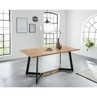 loft24 Esstisch Wendy, Küchentisch, Tisch rechteckig, Breite 180 cm, Eicheoptik, schwarz