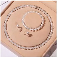 Luckice Perlenketten-Set 4/5mm, 7/8mm, 9/10mm, Perlenketten-Set Sterling Silber Perlenkette (halskette silber 925, Choker Perle Halskette Set für Frauen Mädchen Dekorationen), Halskette, Armband, Ohrringe Set,Weihnachtsgeschenk,Neujahrsgeschenk