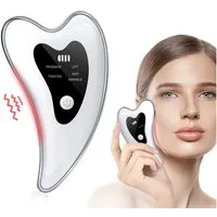 ibettertec Gesichtsmassagegerät Gesichtsmassagegerät, Gesichts-Gua Sha Massage mit Wärme, 3-in-1 LED-Lichttherapie (Blau/Rot) und Vibration, Elektrische Gesichtsschabgerät-Schaum Anti-Aging, Straffung, Schwellungsreduktion, USB-Aufladung