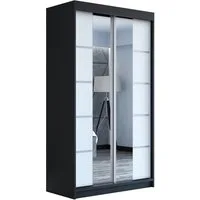 A&J MöbelLand GmbH Schiebetürenschrank ERA mit Spiegel. (TOP ANGEBOT! Geräumiger Schrank mit viel Stauraum:6 Regalen und 1 Kleiderstange – -ideal zur Aufbewahrung von Kleidung und Accessoires. TOP PRODUKT! Farbe und Größe (120 cm, 160 cm, 180 cm) zur