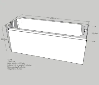 Neuesbad Wannenträger für Bette Profi-Form (g) 170x70 Kopfende re/Fußende li SW13566