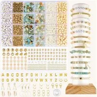 LuxusKollektion Bastelperlen Perlen Naturstein Edelstein Set Holzperlen Boho DIY Amazonit Perlen