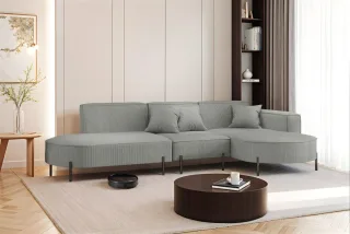 Ecksofa Designersofa VALENCIA in Stoff Scala Grau Ottomane Rechts