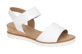 Gabor 82.750 Damen Sandalette Wei? Echtleder Keilabsatz Klettverschluss