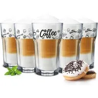 Sendez Latte-Macchiato-Glas 6 Kaffeegläser 300ml Latte Macchiato Gläser Cocktailgläser Caipirinha, Ohne Löffel