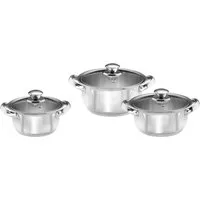 KING Topf-Set Silver Line, Edelstahl (Set, 6-tlg., 1x Kochtopf Ø 16 cm, 1x Kochtopf Ø 20 cm, 1x Kochtopf Ø 18 cm), Induktion