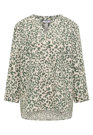 CECIL - Bluse mit Leo-Muster aus Leinenmix macadamia beige - Gr. - L