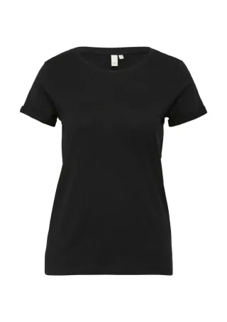 Q/S designed by - Baumwollshirt mit Rundhalsausschnitt schwarz - Gr. - M