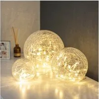 Lights4fun LED Dekofigur 3er Set LED Glaskugeln warmweiß Batterie, LED fest integriert
