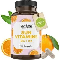 Yes Vegan Vitamin D3 K2 + Omega 3, Calcium, Magnesium & Zink – 180 Kapseln Kapseln, 1 St., 92 g