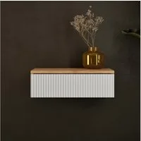 Planetmöbel Konsolentisch AMYRA (Wandmontage, 50 x 16 x 35 cm, Gold Eiche - Weiß), Wand-Konsole für Garderobe, Flur und Schminktisch