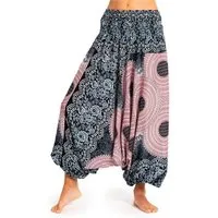 PANASIAM Haremshose Aladinhose im schönen Peacock Design Haremshose aus 100% natürlicher Viskose auch als Overall tragbar Damen Pumphose bequeme Freizeithose