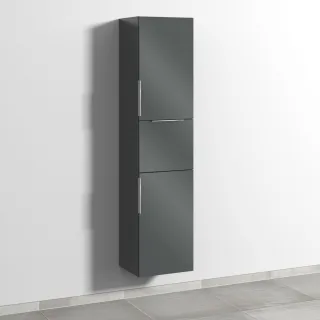 Sanipa 3way Hochschrank mit 2 Türen und 1 Auszug, Anthrazit-Glanz UF10579