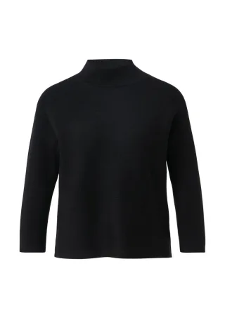 comma - Strickpullover mit Stehkragen schwarz - Gr. - 42