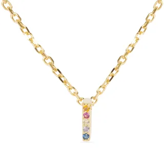 Luxenter Halskette aus 925er Sterlingsilber mit mehrfarbigen Zirkonias in 18K Gelbgold - Alphabet