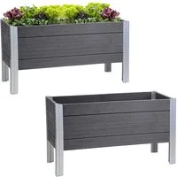 TRUTZHOLM Hochbeet 98 x 40 x 59 cm 100 Liter Holzoptik robust witterungsbeständig grau