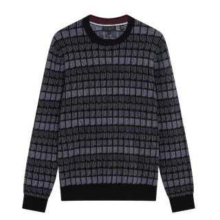 Ted Baker Osburn Regular Fit Jacquard Pullover Mit Rundhalsausschnitt, Schwarz