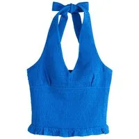 Next Kurzarmbluse Ärmelloses, gerafftes Neckholder-Oberteil (1-tlg)