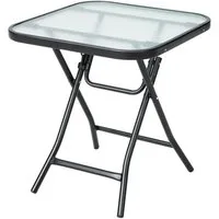 COSTWAY Bistrotisch Gartentisch, quadratischer, aus gehärtetem Glas