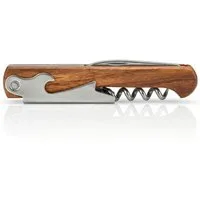 Arendo Korkenzieher Edelstahl Weinöffner, Flaschenöffner, Tasschenmesser, Folienschneider, (1 tlg., für Wein, Picknick und Gastronomie), elegantes Kellnerbesteck, ergonomischer Holz Griff, Robust & kompakt